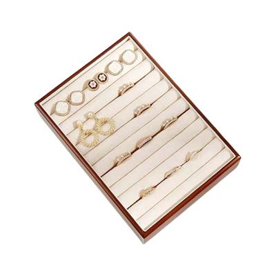 China High Quality Hot Selling Durable Large Size Jewelry Display Tray Wooden Multi Row Ring Display Tray for sale