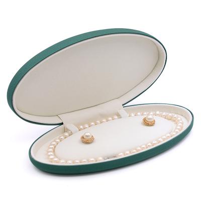 China Factory Direct Selling PU+Plush Oval Necklace Jewelry Box PU Material Dustproof Durable Jewelry Box for sale