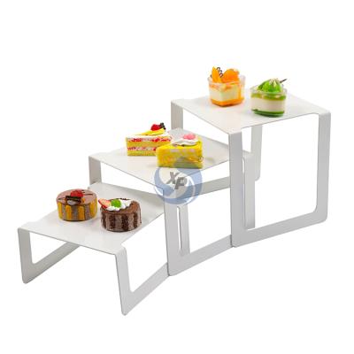 China Modern Desgin XINGPAI Stainless Steel Metal White Cake Dessert Display Stand Set for sale