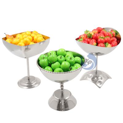 China Customized creative different LOGO XINGPAI stainless steel cup shape hotel party decoration fruit plate fruit dish for sale