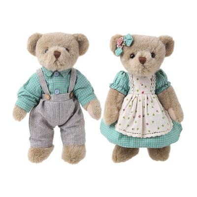 China 2021 promotion farbic realistic luxury plush toy teddy bear couples plush toys gift plush with clothes for sale