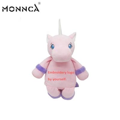 China Low MOQ Embroidery Logo Large Pink Unicorn Soft Toy For Kids Gift Stuffed Plush Promotional Gifts for sale