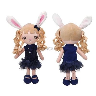 China DIY TOY Custom 20cm Soft Girl Plush Toy Doll For Kids Plush Doll With Ears Maker for sale