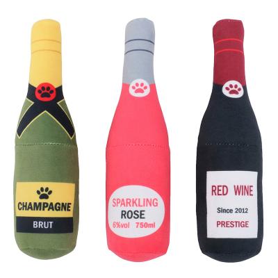 China Custom Viable Dog Toy Private Label Plush Beer Bottle Interactive Drinks Dog Toy With Sounds for sale