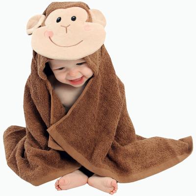 China Baby Kids Safe High Quality Organic Cotton Hooded Towel Customized Bamboo Monkey Bath Towel With Hooded for sale