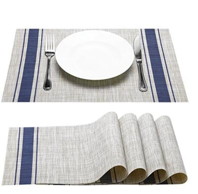 China Sustainable 2021 Chinese Style Felt Table PVC Place Mat Striped Pattern Material Thick Oil And Water Resistant Easy To Clean for sale