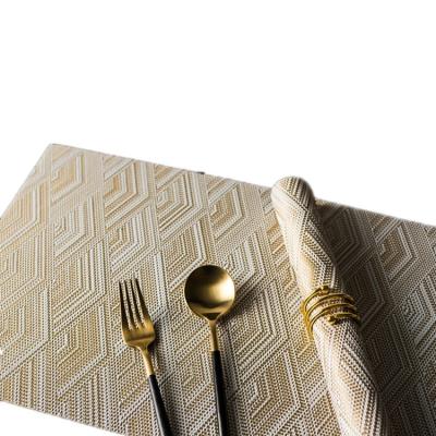 China Beautiful Woven Place Viable Wholesale PVC 3D Diamond Chinese Luxury Noble Elegant Woven Place Mat For Table for sale