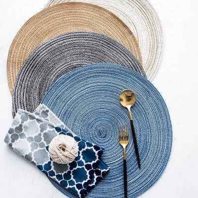 China Sustainable Factory Wholesale Vinyl Round PP Woven Place Mat For Table And Cup for sale