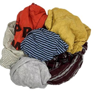 China Good Absorbent Industrial Cleaning Rags 20kg-bales Dark Color T-shirt Cloth Cotton Rags Soft Material Cutting Rags for sale