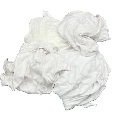 China Strong Capacity Factory Direct White Oil Color T-shirt Rags Industrial Textile Waste Cotton Apparel Wiping Cloth Rags T-shirt for sale