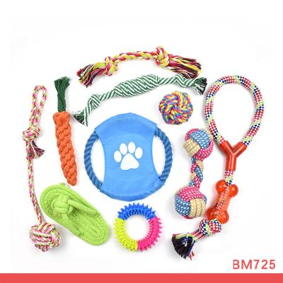 China Amazon Viable Hot Sale Custom Dog Chew Toy 10 Pack Set Ball Cotton Rope Rubber Dog Squeaky Toy for sale