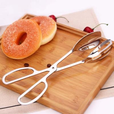 China Non-Stick Heat Resistant Stainless Steel Viable L Salad Food Bread Portion Cooking Tongs for sale