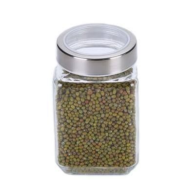 China Square Viable High Quality Spice Glass Jar For Salt Pepper Clear Glass Storage Tank for sale