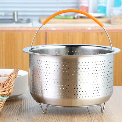 China Viable Instant Pot Steamer Steamer 304 Stainless Steel Rice Cooker Pressure Cooker Pot Steamer Basket with Silicone Handle for sale