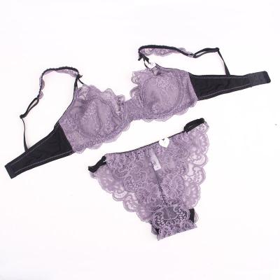 China New classic soft comfortable lace simple sexy ultra-thin bra suit women's large size underwear for sale