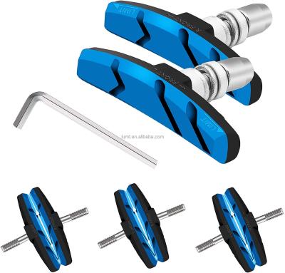 China Durable Bike Brake Pads Set, Road Mountain Bicycle V-Brake Blocks Shoes with Hex Nut and Cleats, No Noise No Ski (Blue) for sale