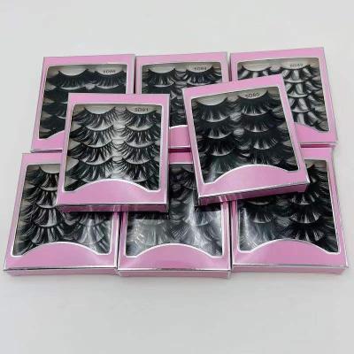 China Handmade 5 in 1 pack lashes natural multi lashes 5d 25mm faux mink lashes3d eyelashes wholesale seller for sale