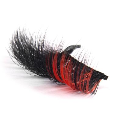 China Handmade 25 mm fluffy color on tip of mink lashes wholesale seller 25mm real mink hair lashes for sale