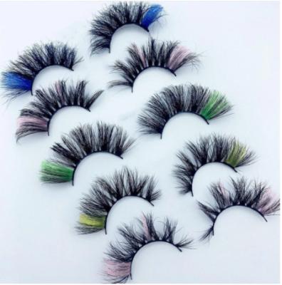 China Handmade Lash Strips With Colorful Ends lashes3d Wholesale Seller 25mm Eyelashes for sale