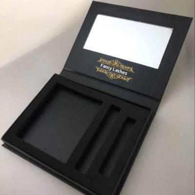 China Handmade Wick And Tweezers Box With Mirror Private Label Magnetic Eye Whips Packaging Box for sale