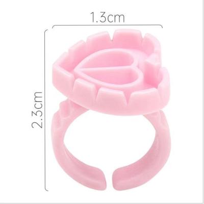 China Natural Pink Heart Glue Rings Ring Cups For Eyelashes Extension Tattoo Dye Glue Holder Palette Adhesive Container for sale