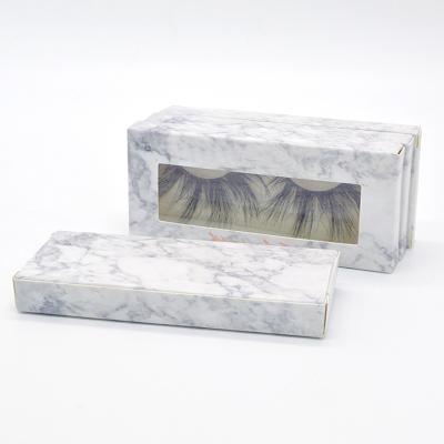 China Handmade Custom Packaging Private Label Make Your Own White Paper Empty Lashes Marble Package Lashes Box for sale