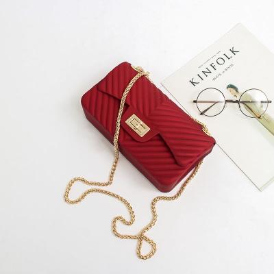 China Fashion 2021 Colorful Women Matte Jelly Shoulder Hand Bag Summer Shoulder Chain Handbag for sale