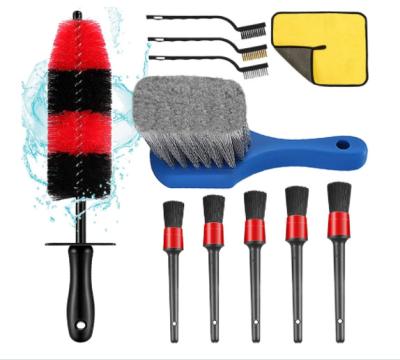 China Car Detailing Brush 11Pcs Car Wheel and Tire Brush Detailing Kit, Car Cleaning Brush Kit for sale