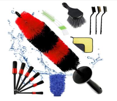 China Soft Detailing Brush 17inch Wheel Brush 17inch Car Kit Tire Brush 14pcs Car Wheel Tire Cleaner Long Detailing Brush For Car for sale