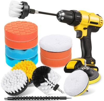 China Reusable Drill Brush Set for Cleaning - Power Scrubber Brush Pad Sponge Kit with Extend Attachment for Car for sale