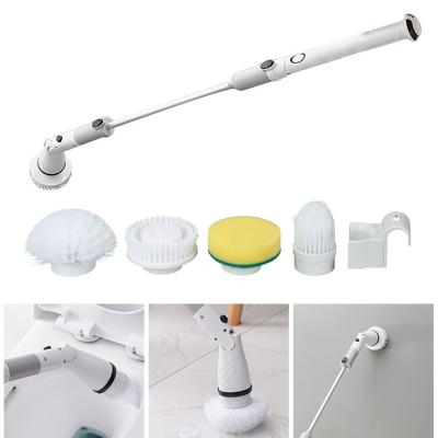 China Household Cleaning Spin Scrubber Cleaning Brush Floor Scrubber Electric Cordless Power Bathroom Shower Scrubber for sale