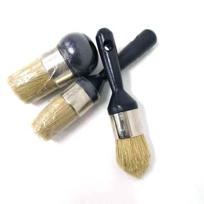 China New Style Wooden Handle Chalk Round Brush Wax Paint Brush For Furniture for sale