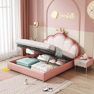 China Environmental Material Pink Princess Contemporary Cartoon Bed Room Furniture For Solid Wood Beds For Kids Girls for sale