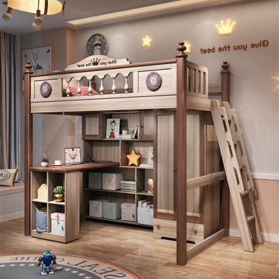 China Environmental Material Multifunctional Combination Boy's Solid Wood Bunk Bed With Wardrobe,Desk,Drawers,Shelves Double Decker Bed For Kids for sale