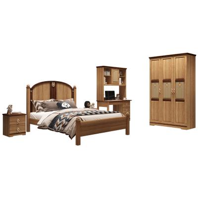 China 2022 New Arrival Wooden American Style Kids Bedroom Furniture Environmental Material Sets Twin Kids Bunk Bed Desk Wardrobe for sale