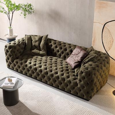 China Contemporary American Style Hotel Reception Leather Button Tufted Couch 5 Star Hotel Lobby Sofa for sale