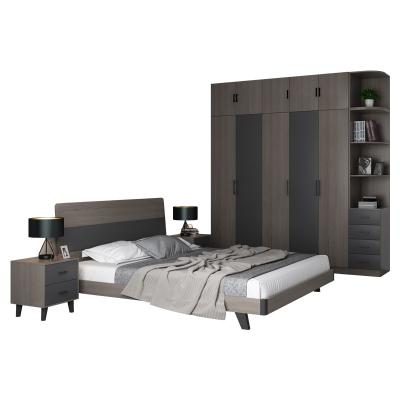 China (Height)Adjustable Villa Home Furniture Set Full Size Hotel Bedroom Furniture Wooden Bed Wardrobe Dresser for sale