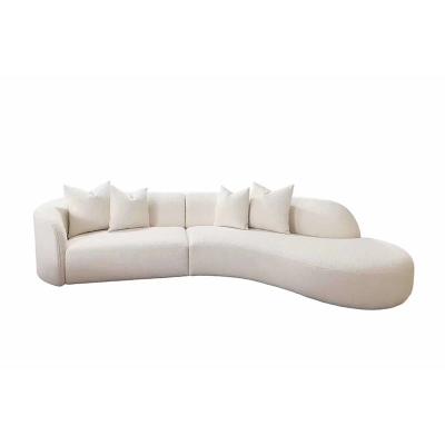 China Other Nordic Contracted White Lamb Velvet Curved Sofa For Beauty Salon for sale