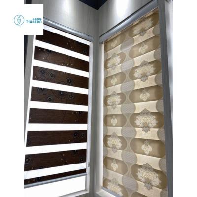 China Shades 2020, Horizontal Minimalist TICEN Jacquard Zebra Fabric Scroll Pattern Roller Patio Door For Lower Open Roller Blind All-Season for sale