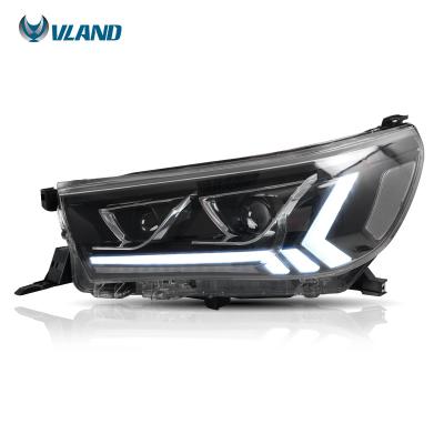 China VLAND Waterproof Factory Wholesale LED Headlights Front Lamp Assembly 2015-2019 Vigo Revo Recco For Toyota Sequential Rotation Hilux for sale