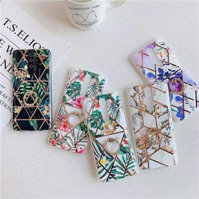 China Europe Flower Shockproof IMD Popular Leaf Soft Phone Case Cover With Finger Ring Stand Cases For Xiaomi Note5 Note6 Note7 for sale