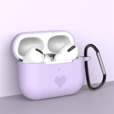 China With Metal Hook Simple Heart Looks Anti-knock Protector Liquid Silicone Case With Heart For Airpod 3 With Metal Hook Airpod Pro Cover for sale