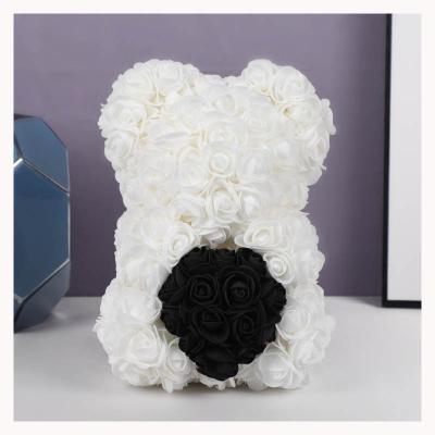 China Green Environmental Protection Teddy Rose Bear With Gift Box Brand New Artificial Rose Valentine Rose Bears for sale