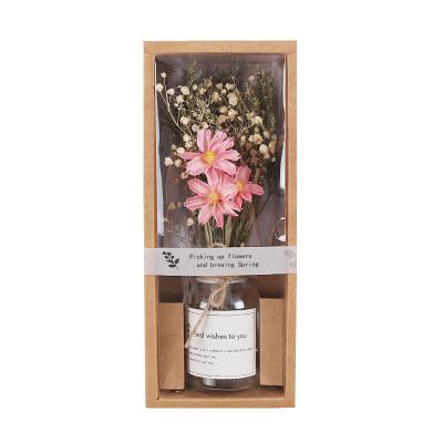 China Promotional Gifts Lovely Blush Pink Dried Flower Bouquet Home Decoration Valentine's Day Gift Preserved Flower for sale