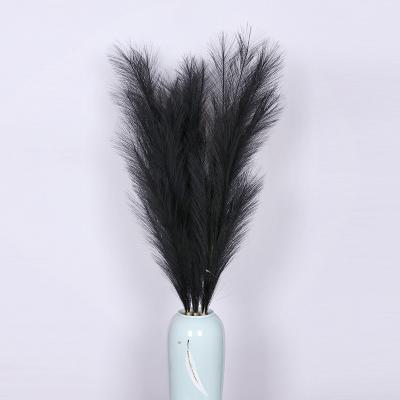 China Fashional Large Artificial Pampas Grass Fake White Black Fork Branch Fluffy Home Wedding Decor for sale