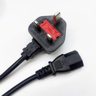 China Home Appliance British England BSI Approval BS1363 UK AC Electrical Wire Extension Cable Plug Outlet 13A 250V 3 Pin0.75M2 1.5m for sale