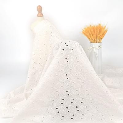 China SHAOXING Fashion Breathable Dress Sheet Shaped White Cotton Lace Embroidery Fabric For Dress for sale