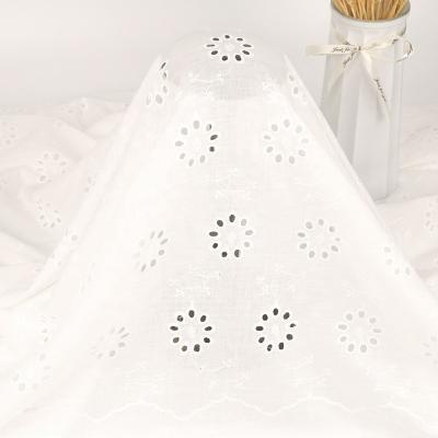 China Breathable Eyelet Embroidery Cotton Lace Trim White Anglaise Lace Fabric for sale