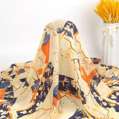 China Fashion Beautiful 100% Polyester Shaoxing Shrink-Resistant Design New Rayon Woven Digital Printing Stock Lot Fabric For Women Clothing for sale