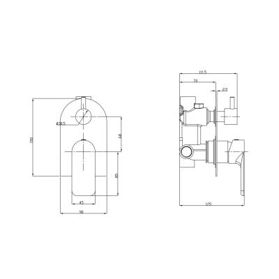 China Modern wall mixer with Chrome diverter for sale